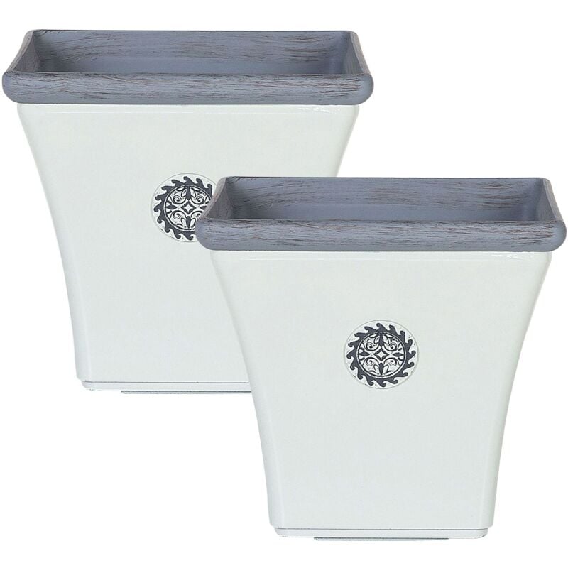 foto del prodotto set di 2 vasi in pietra bianca resistente ai raggi uv 32 x 32 x 31 cm elateia