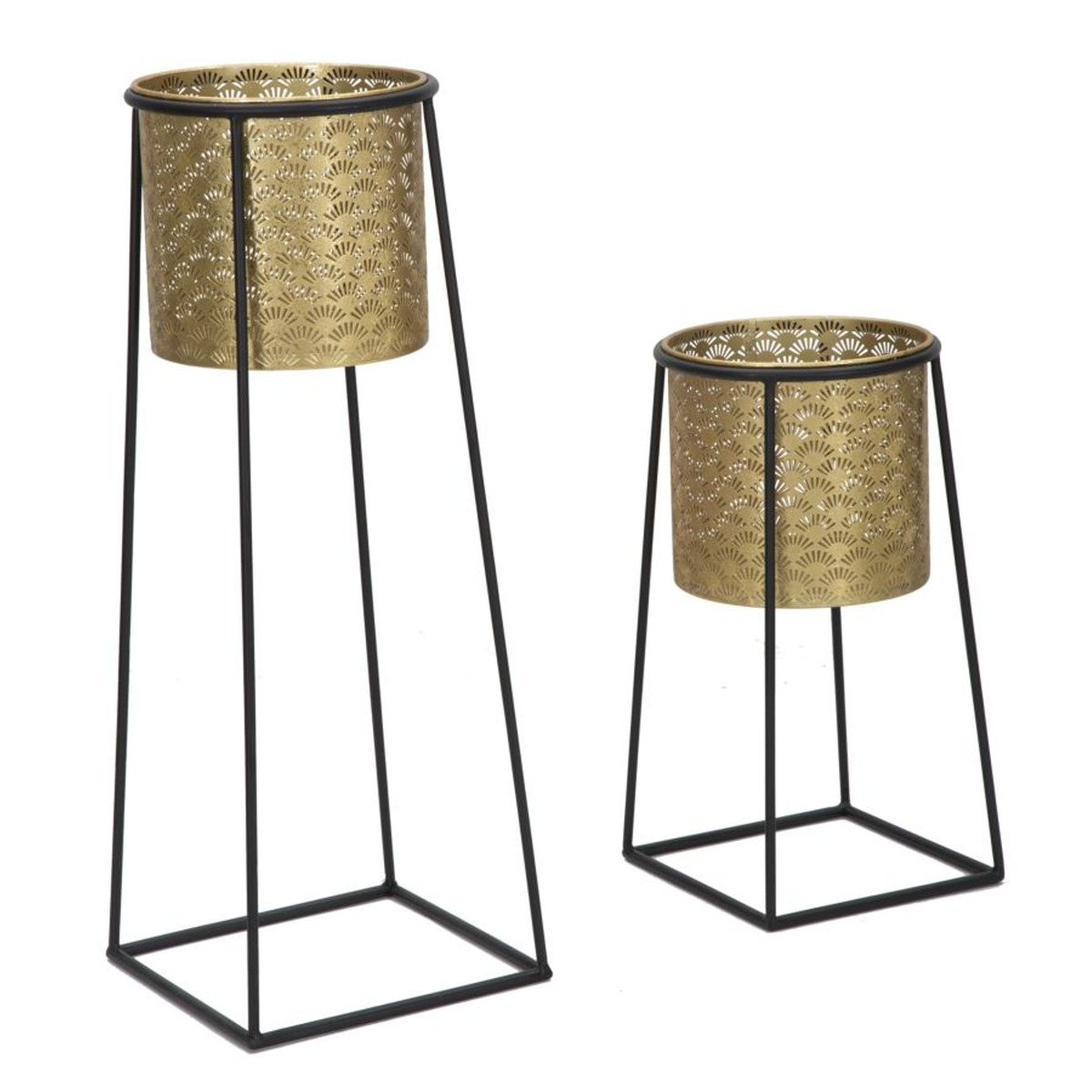 foto del prodotto set di 2 vasi per piante mf392, oro, metallo, 26x26x70 cm, epikasa