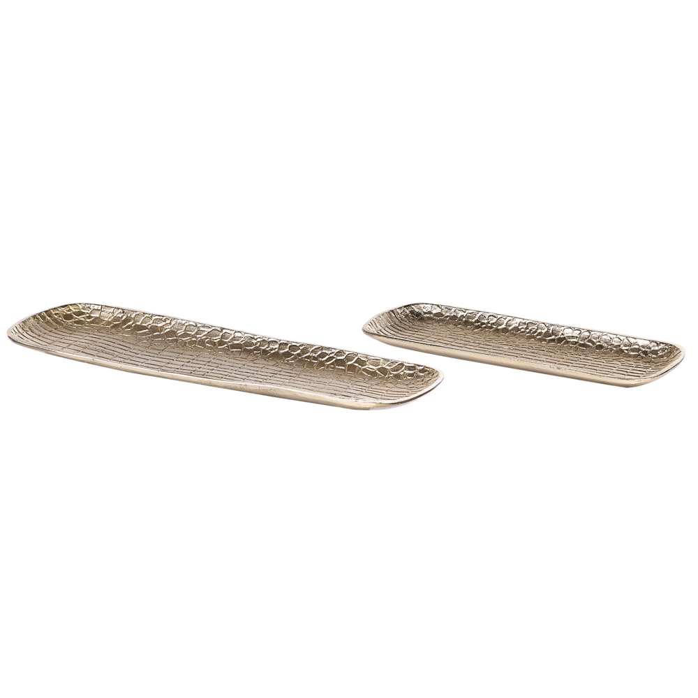 foto del prodotto set di 2 vassoi decorativi in metallo dorato per gioielli, piatto per gioielli con struttura glamour e accessori per la casa