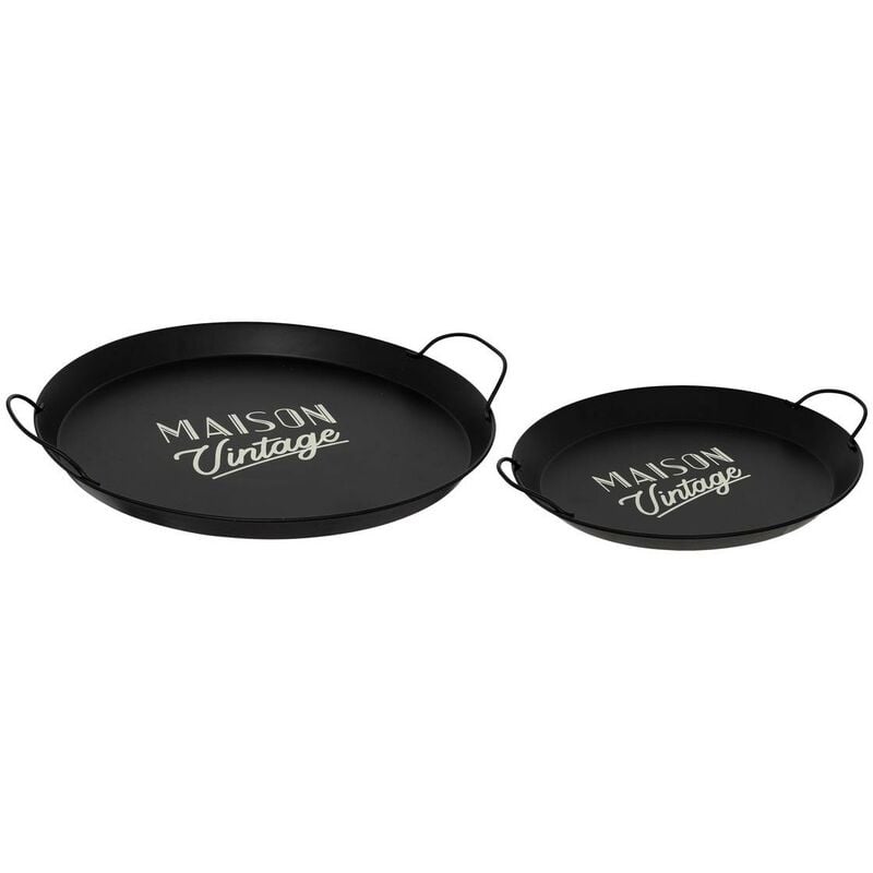 foto del prodotto set di 2 vassoi in metallo d39,5 50cm nero atmosphera cr ateur d int rieur