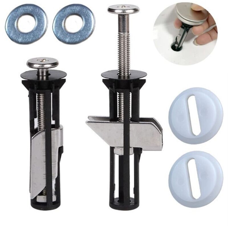 foto del prodotto set di 2 viti di ricambio universali per sedile wc, viti per cerniere in acciaio inox per impieghi gravosi con rondelle metalliche, disponibili in