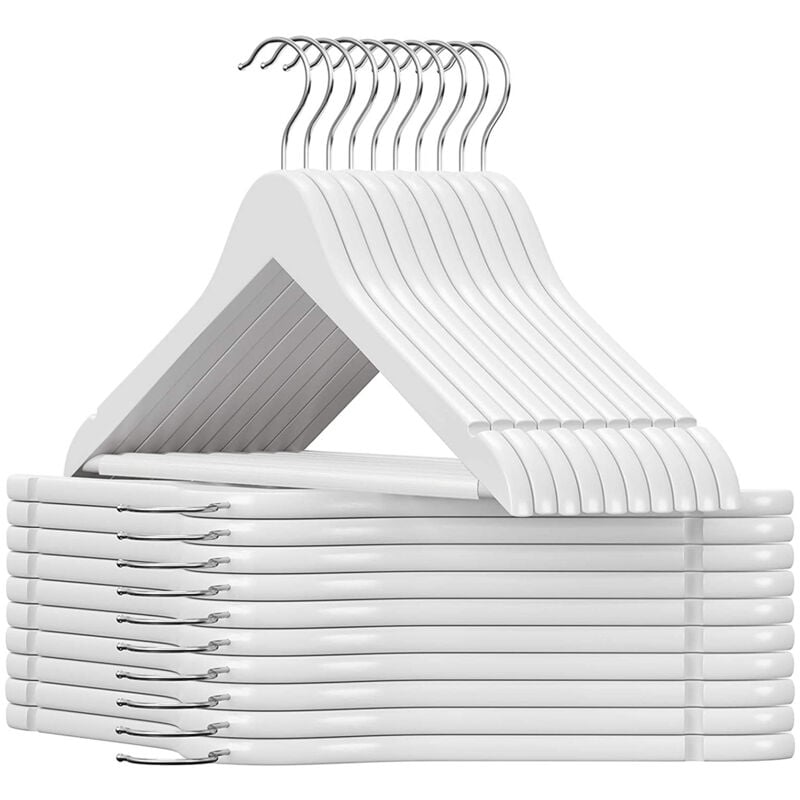 foto del prodotto set di 20 gruccie in legno massiccio con tacche e ganci girevoli