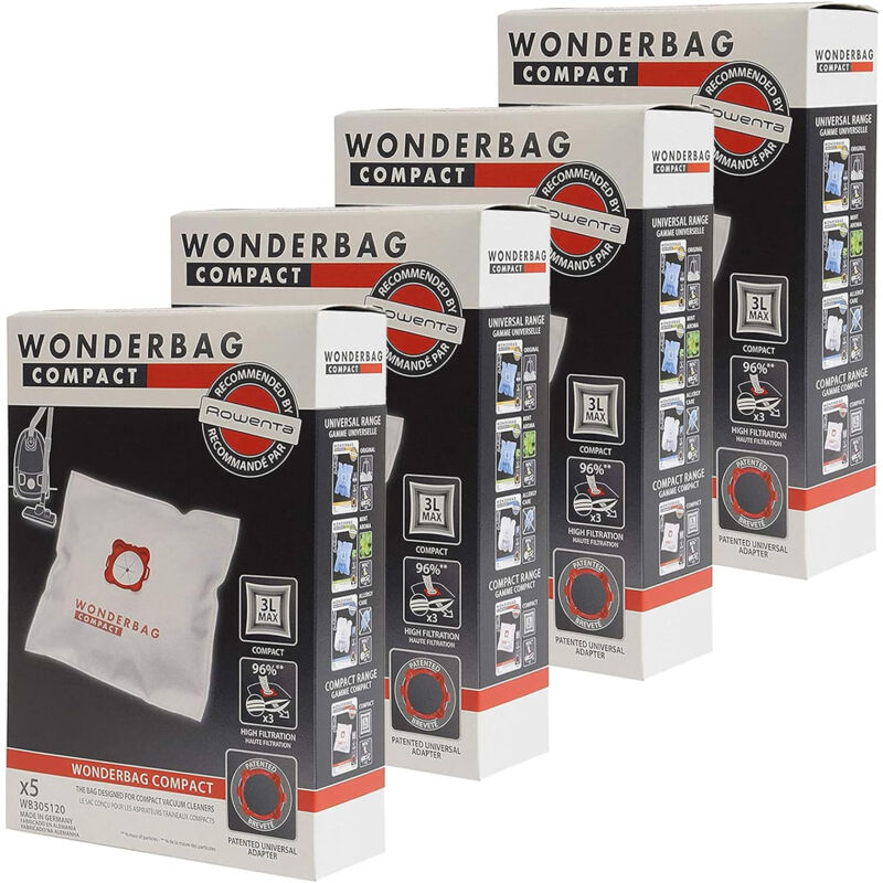 foto del prodotto set di 20 sacchetti compatti per aspirapolvere seb wb305120