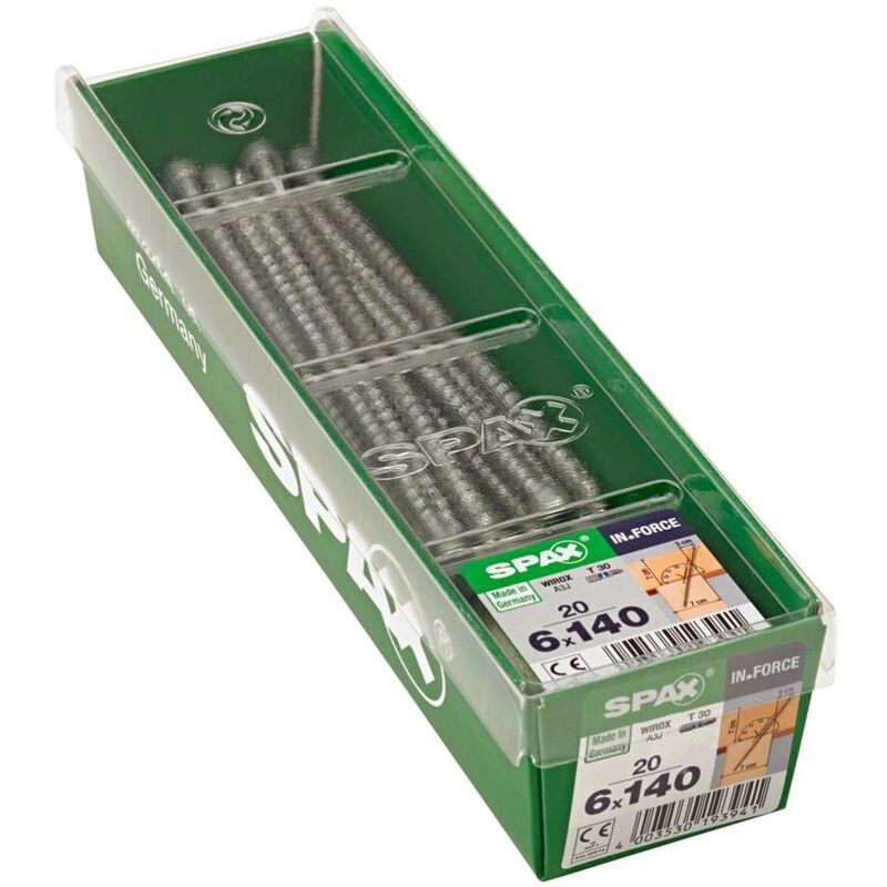foto del prodotto set di 20 viti spax in acciaio a testa cilindrica, diam.6 mm x l.140 mm spax