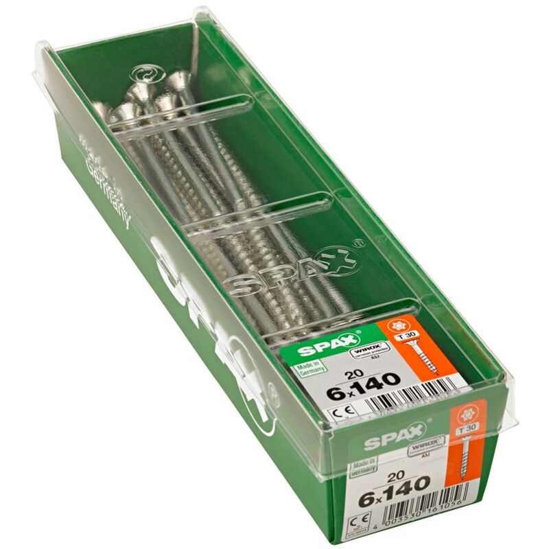 foto del prodotto set di 20 viti spax torx in acciaio a testa svasata, diam.6 mm x l.140 mm spax