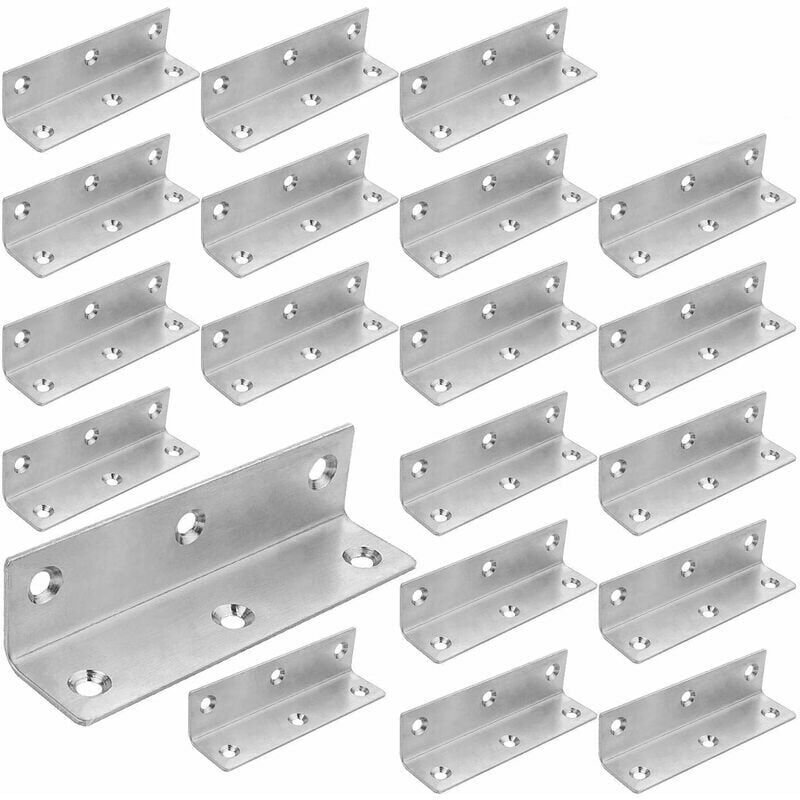 foto del prodotto set di 22 squadre di assemblaggio in acciaio inossidabile rinforzato. piastra quadrata aicer in acciaio inossidabile 100x25x25mm. staffa metallica