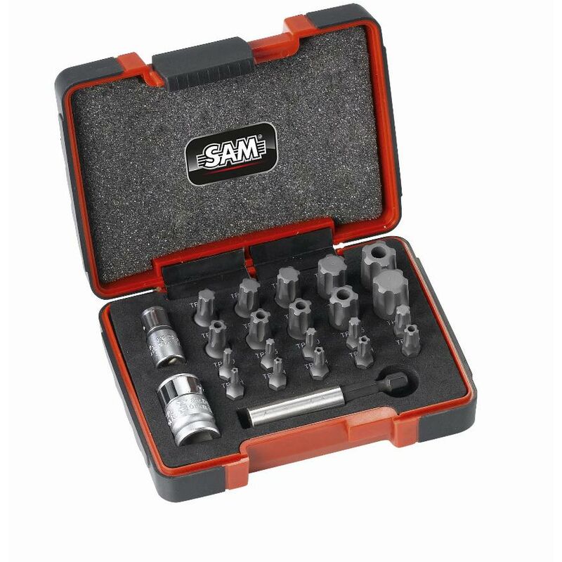 foto del prodotto set di 23 punte sam torx plus e adattatori emb23cx
