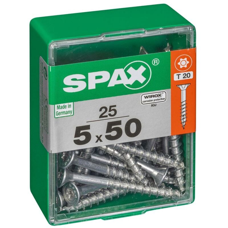 foto del prodotto set di 25 viti spax a testa svasata piana in acciaio, diam.5 mm x l.50 mm spax