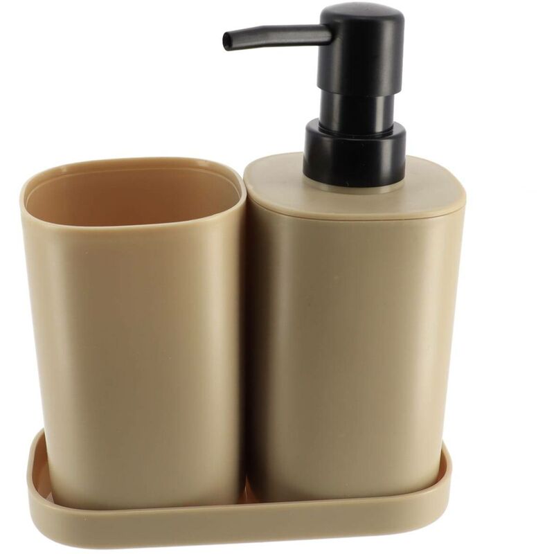 foto del prodotto set di 3 accessori tazza pp dispenser portasapone beige tendance