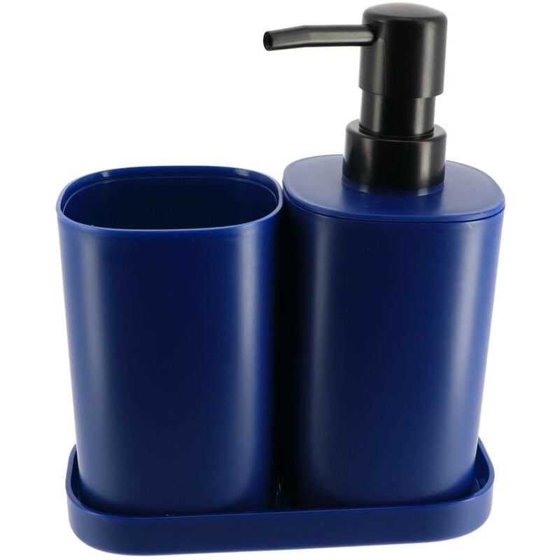 foto del prodotto set di 3 accessori tazza pp dispenser portasapone blu navy tendance