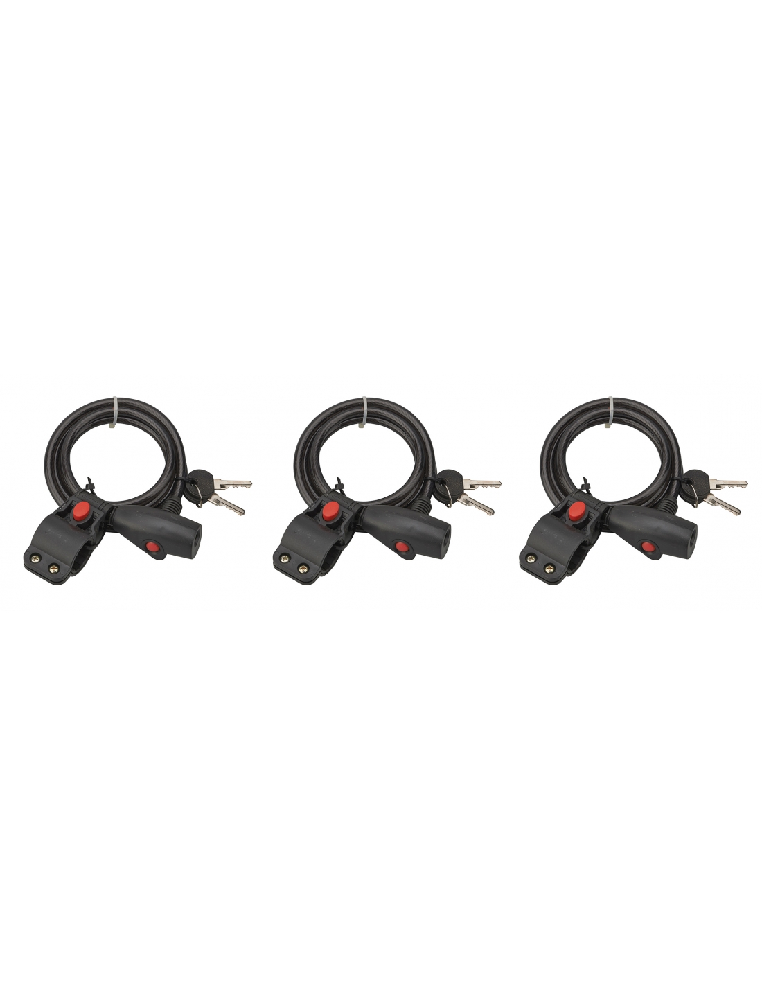foto del prodotto set di 3 antifurto a chiave twisty, cavo d 39 acciaio, bicicletta, 8mmx1,5m, 2 chiavi thirard