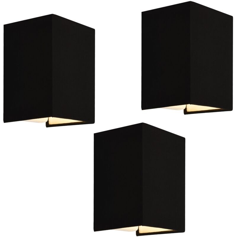 foto del prodotto set di 3 applique forma angolare e27 60 w 20 x 16 x 13 cm paralume in lino nero