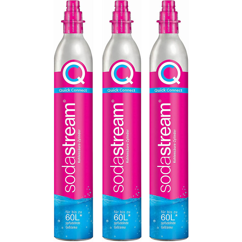foto del prodotto set di 3 bombole di gas co2 ad attacco rapido 60l per gassificatore 3 x cylindre quick connect sodastream