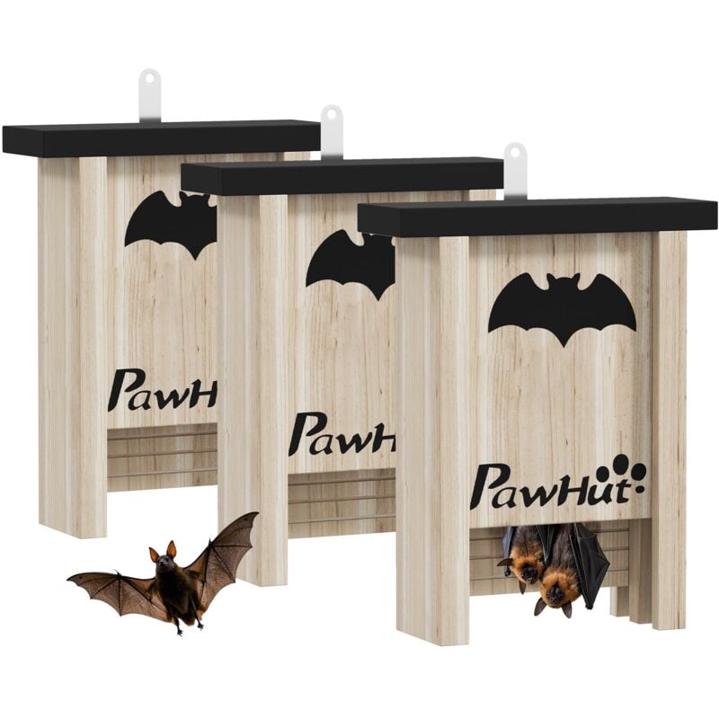 foto del prodotto set di 3 casette per pipistrelli bat box 18x6x22,5 cm in legno di abete