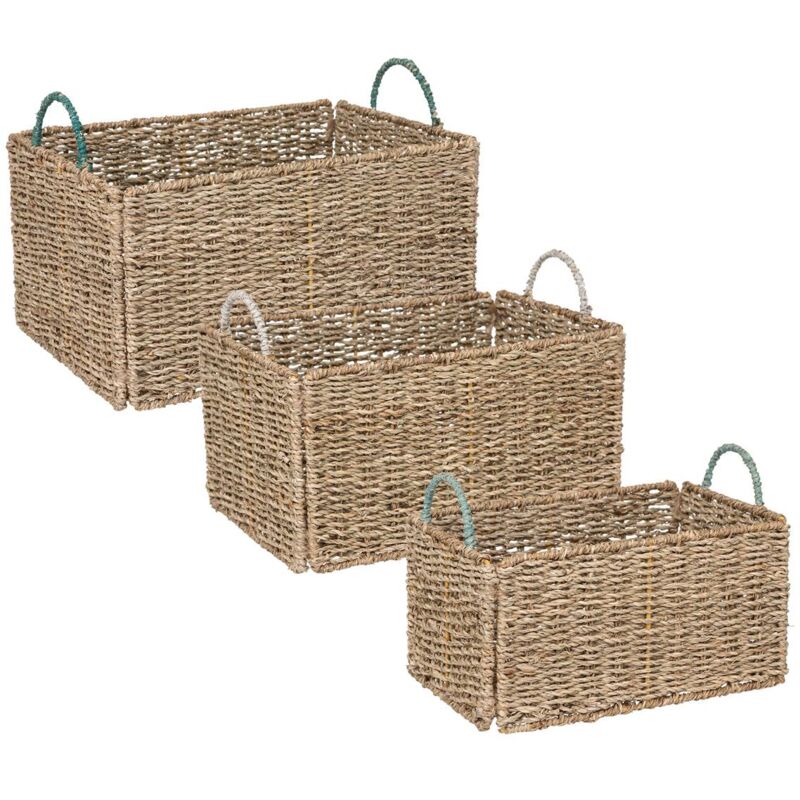 immagine 0 del prodotto set di 3 cassette in giunco palm l29 34 39cm atmosphera cr ateur d int rieur