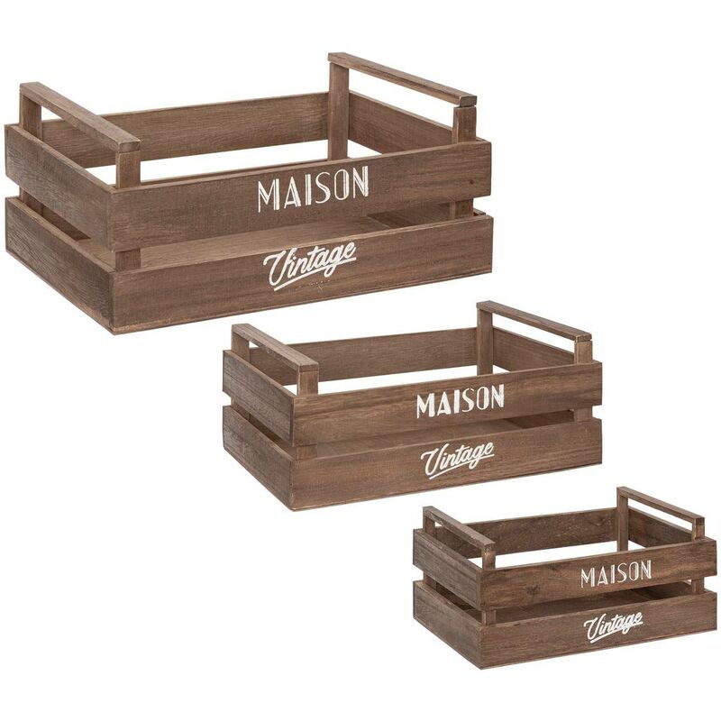 foto del prodotto set di 3 cassette in legno l23 29 35cm atmosphera cr ateur d int rieur