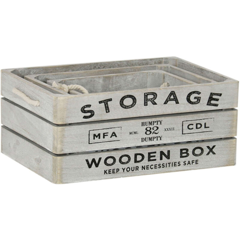 foto del prodotto set di 3 cassette in legno roseline porta oggetti