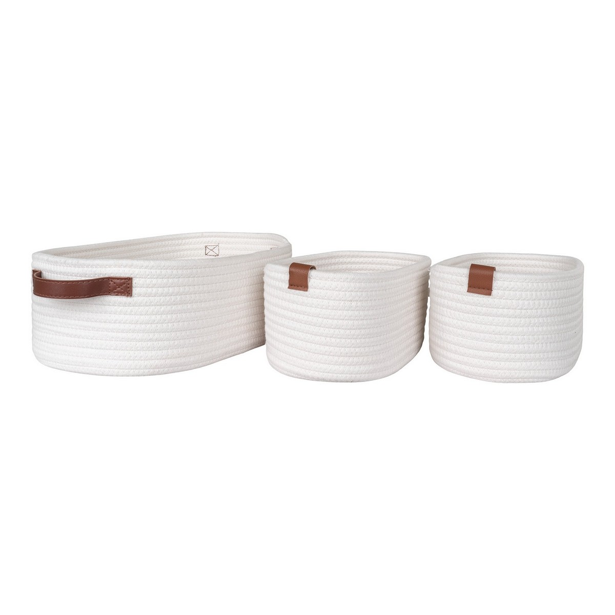 foto del prodotto set di 3 cesti portaoggetti jarana, bianco, cotone, 25x35x13 cm, epikasa