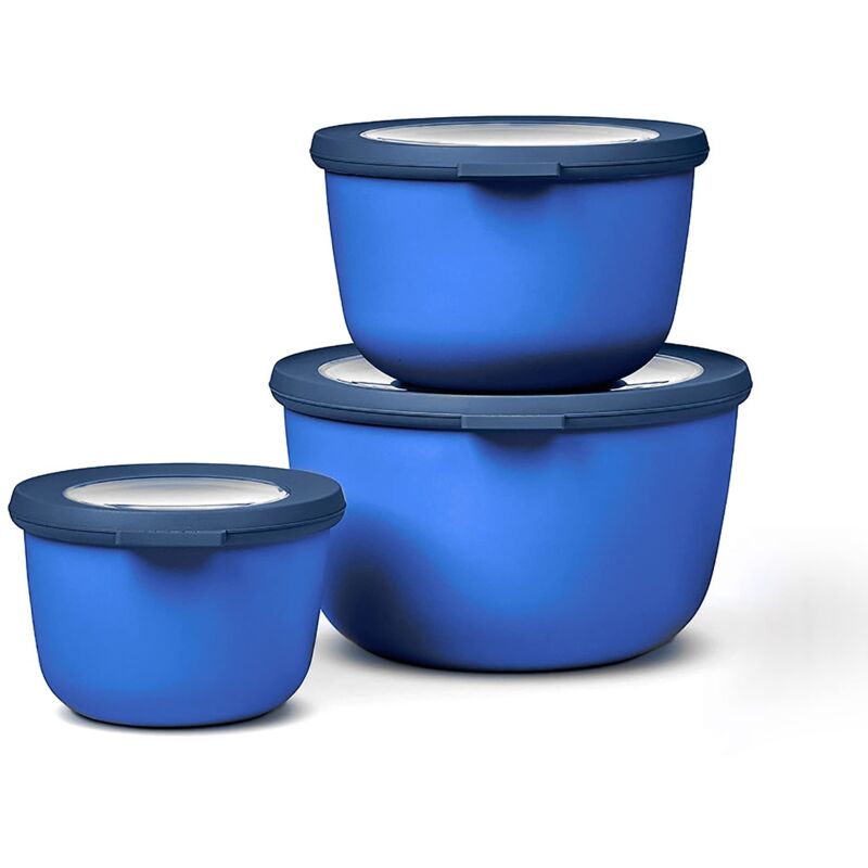 foto del prodotto set di 3 contenitori cirqula rotondo contenitori per alimenti con coperchio adatti come contenitori ermetici per frigo, freezer, microonde 500