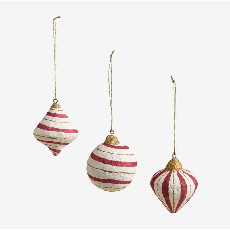 foto del prodotto set di 3 decorazioni natalizie artigianali in cartapesta grisen sklum