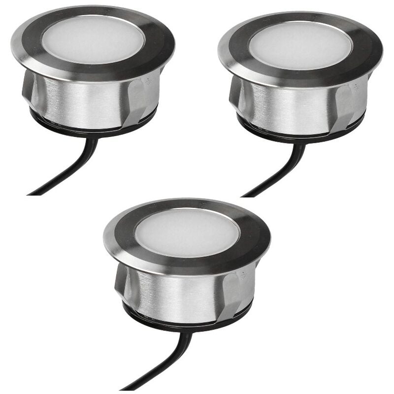 foto del prodotto set di 3 faretti da incasso per esterno 3.8w, 3000k, 3x25lm, 69, inox patio arlux lighting