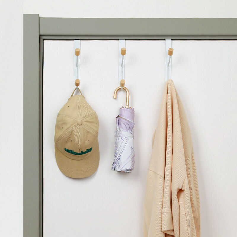 foto del prodotto set di 3 ganci bianchi per porta per camera da letto, gancio per porta, attaccapanni per porta per appendere cappotti, cappelli, accappatoi,