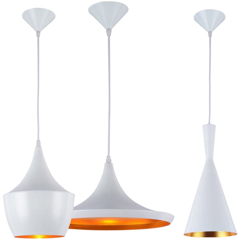 foto del prodotto set di 3 lampade a sospensione per soffitto design industriale extensive bianco