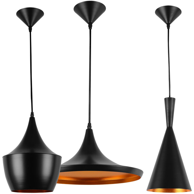 foto del prodotto set di 3 lampade a sospensione per soffitto design industriale extensive nero