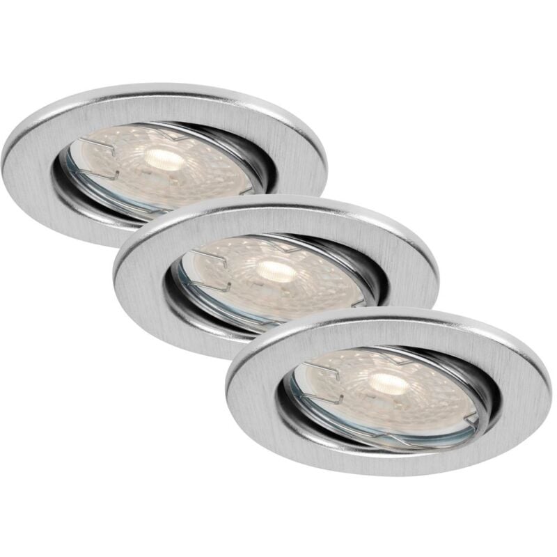 foto del prodotto set di 3 lampade da incasso a led, dimmerabili, orientabili, gu10, 5,5 w, metallo, 8,6 cm briloner