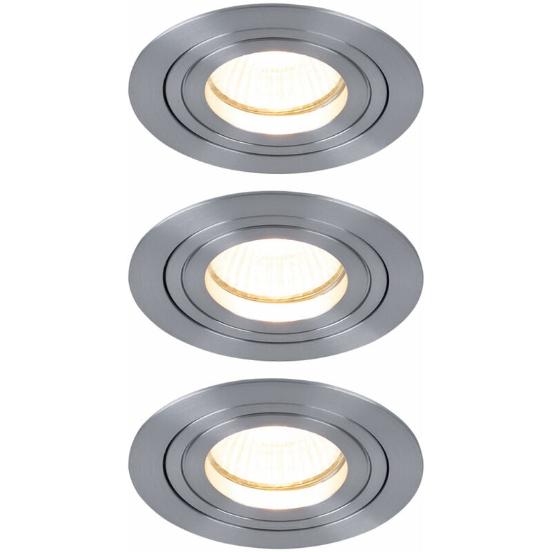 foto del prodotto set di 3 lampade da incasso di alta qualit , lampade da cucina rotonde in alluminio spazzolato paulmann 926.26