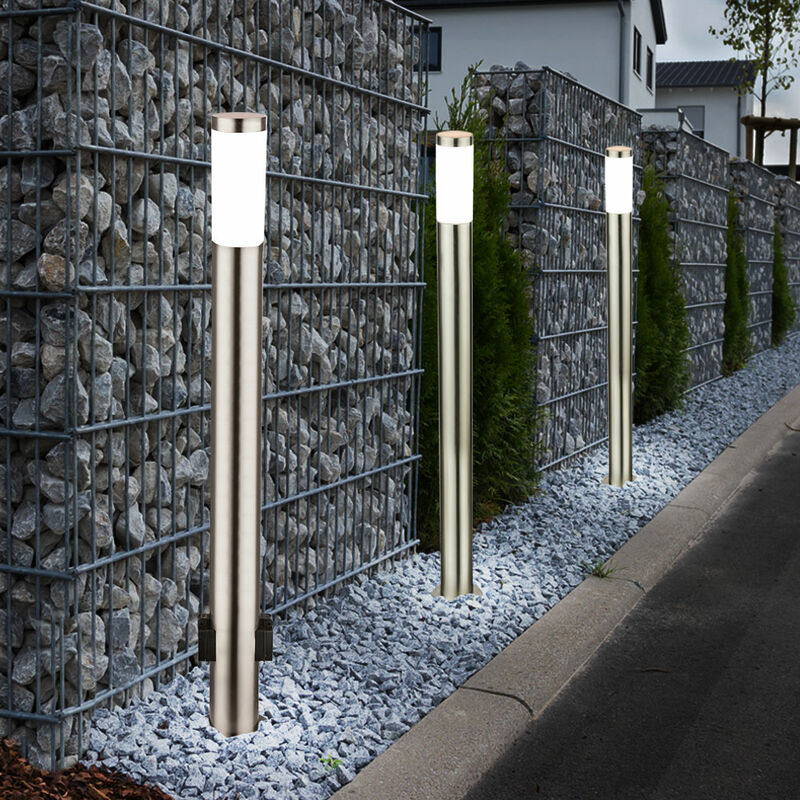 foto del prodotto set di 3 lampade da terra a led per esterni terrazze luci di parcheggio in acciaio inox distributore di energia elettrica