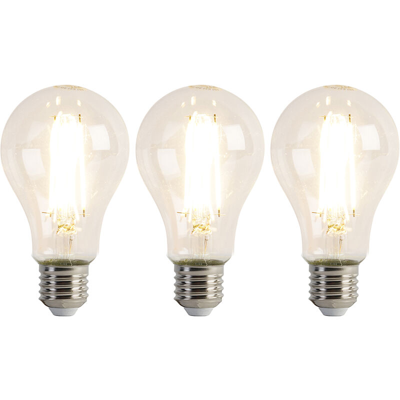 foto del prodotto set di 3 lampadine led e27 a67 trasparente 8w 1055 lm 2700k luedd