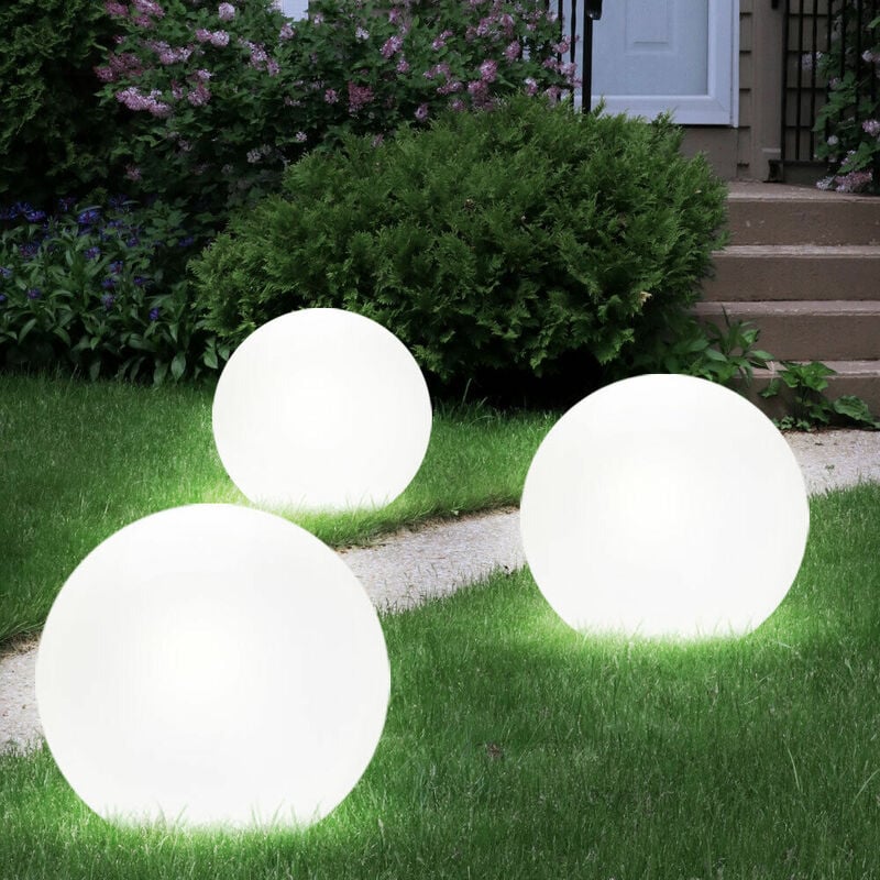 foto del prodotto set di 3 luci solari palle da giardino led decorazione da giardino palla solare per esterno luce a innesto 20 cm palla luminosa solare, durata