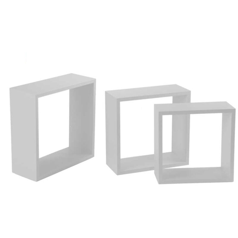 foto del prodotto set di 3 mensole da appendere in colore bianco misure differenti maury s