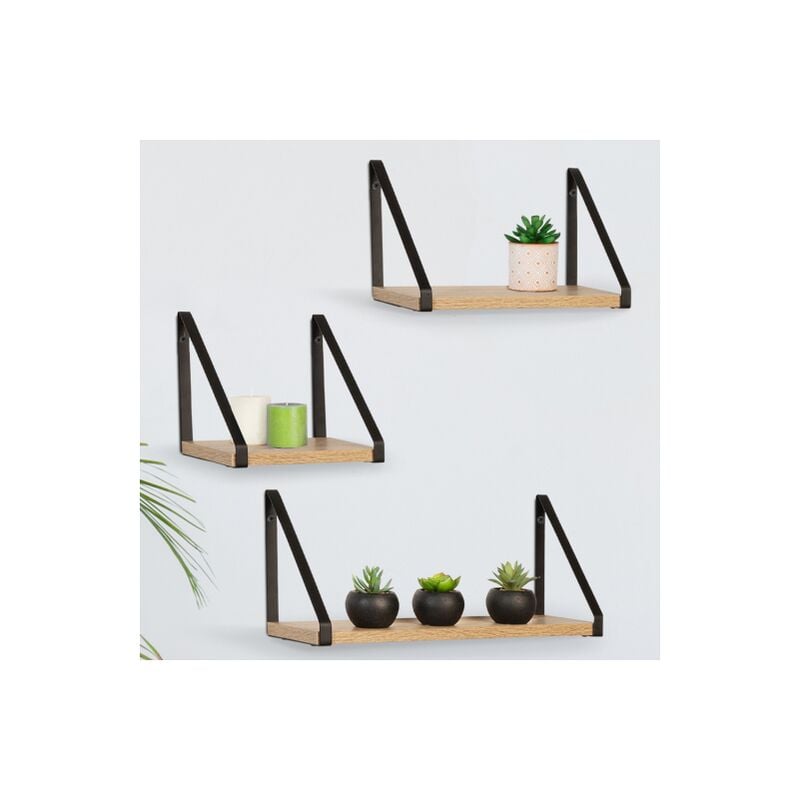 foto del prodotto set di 3 mensole da parete dal design industriale