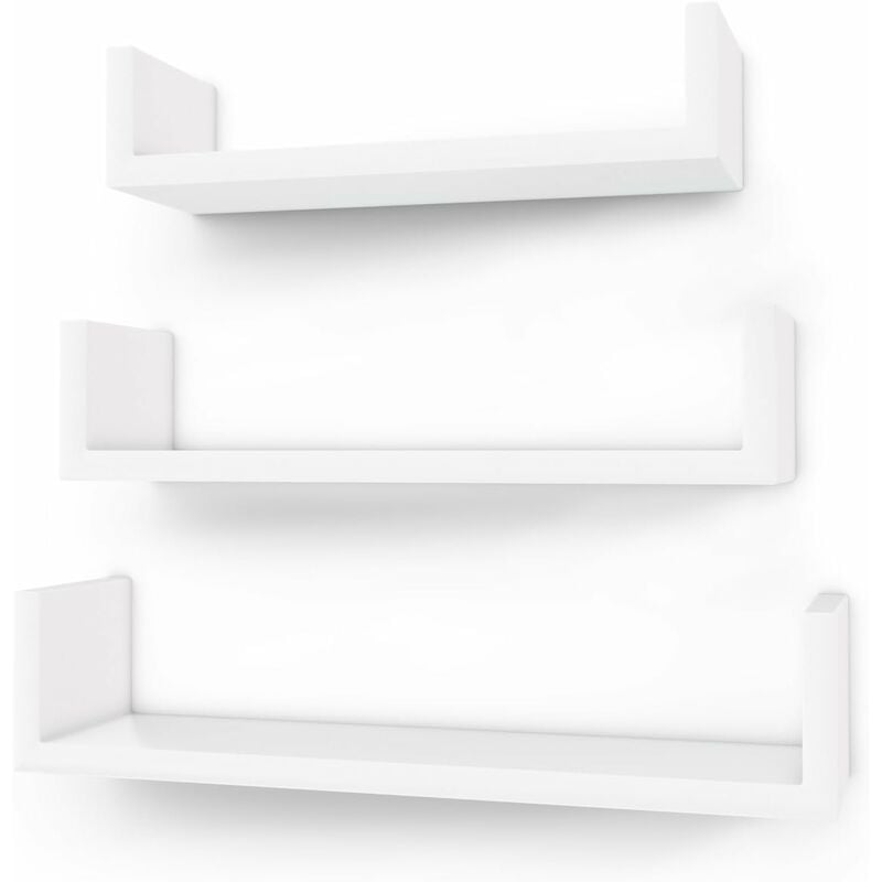 foto del prodotto set di 3 mensole di legno a forma di u portaoggetti sospesi da parete decorativi mdf bianco