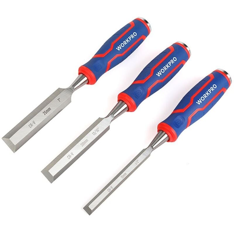 foto del prodotto set di 3 pezzi in acciaio al cromo vanadio workpro scalpelli workpro 3 pezzi