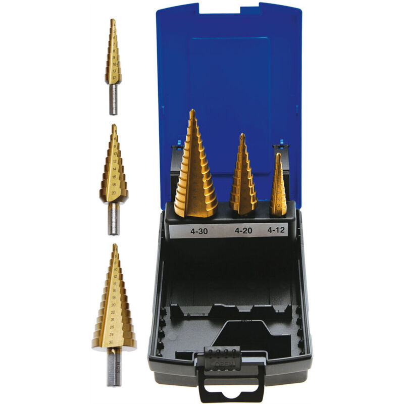 foto del prodotto set di 3 pistole in acciaio hss 4241 bgs technic