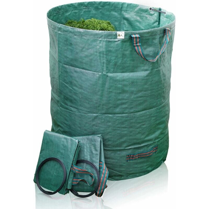 foto del prodotto set di 3 sacchi da giardino 272 l borsa da giardino extra robusta a 4 manici contenitore pieghevole e autoportante per erba, foglie, rifiuti di