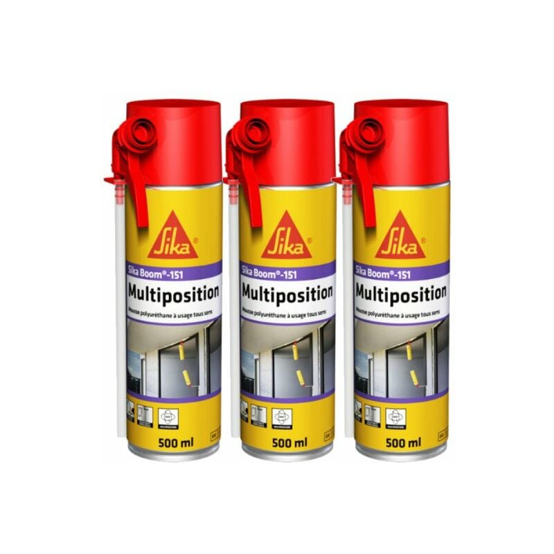 foto del prodotto set di 3 schiume poliuretaniche sika sika boom 151 multiposition 500 ml