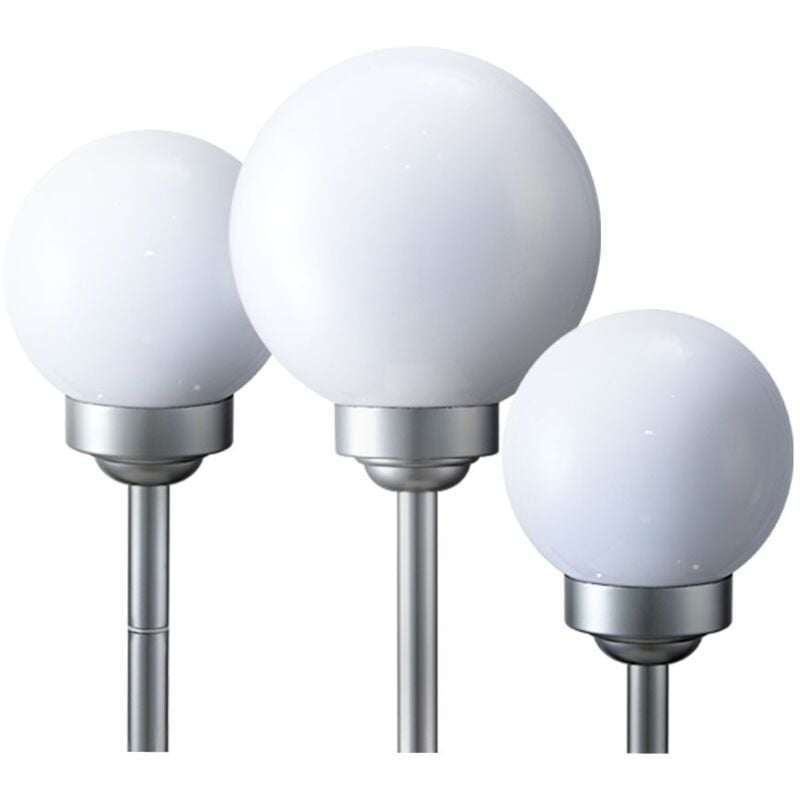 foto del prodotto set di 3 sfere di luce solare a led plug in luci lampada da giardino luce solare 15 e 20 cm di diametro