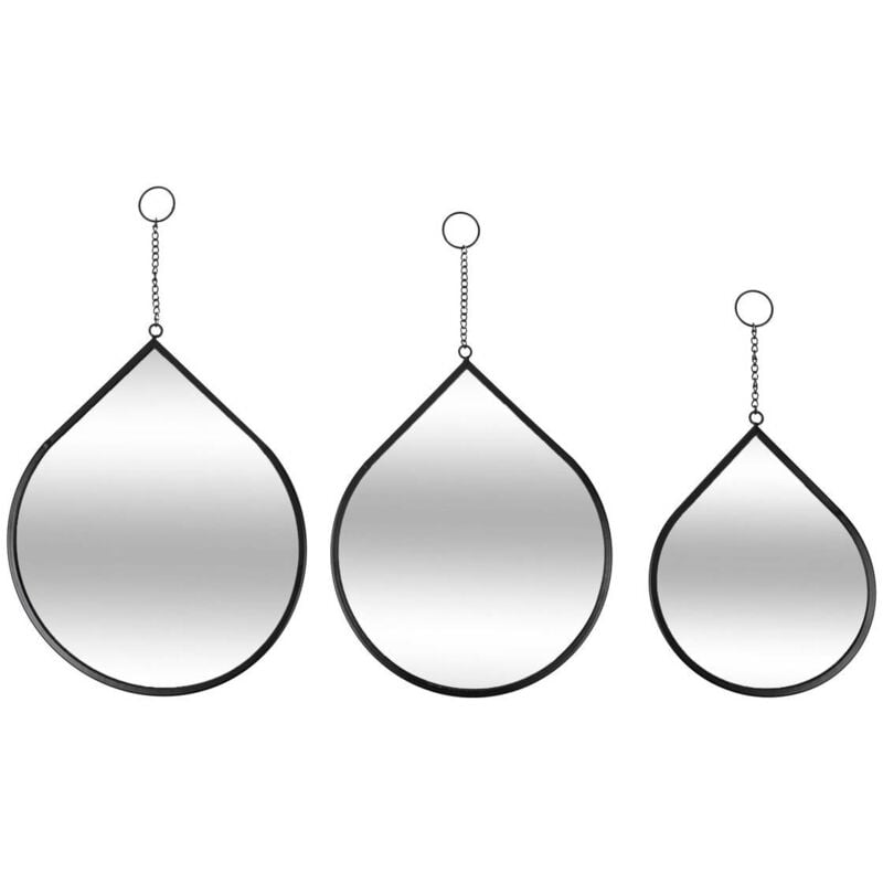 foto del prodotto set di 3 specchi a goccia leny in metallo nero atmosphera cr ateur d'int rieur