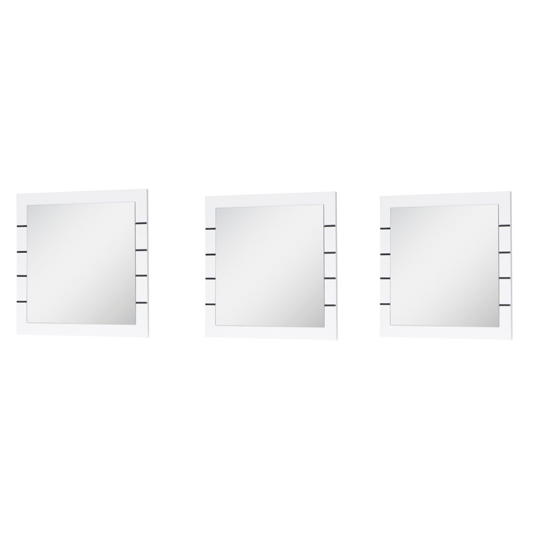 foto del prodotto set di 3 specchi quadrati lina bianco e nero lucido 60 cm