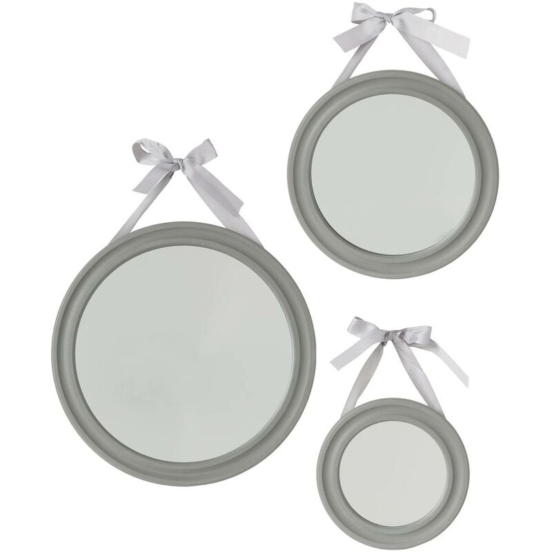 foto del prodotto set di 3 specchi rotondi ribbon d20 27 33,5 cm grigio atmosphera cr ateur d int rieur