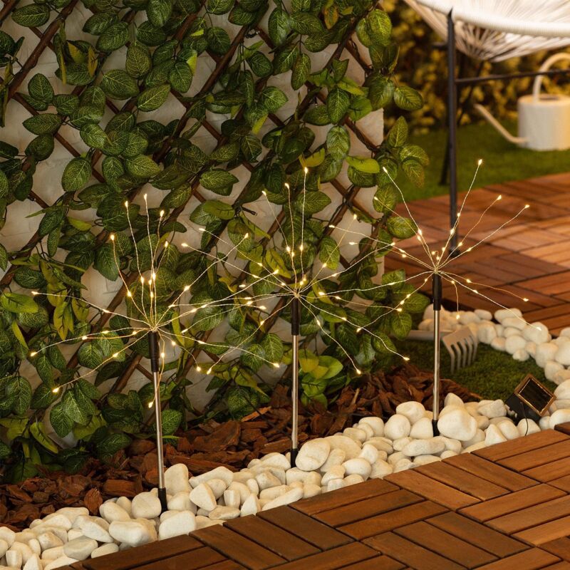 foto del prodotto set di 3 spiedini led per esterni solare dente di leone 3000k bianco caldo