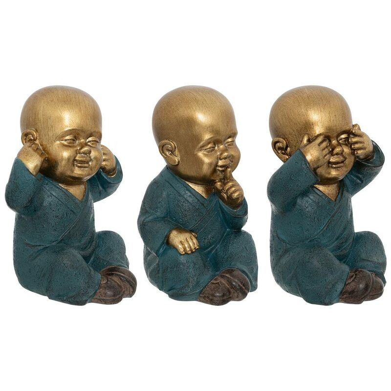 foto del prodotto set di 3 statuette di buddha jiling in resina h21cm dorata atmosphera cr ateur d int rieur