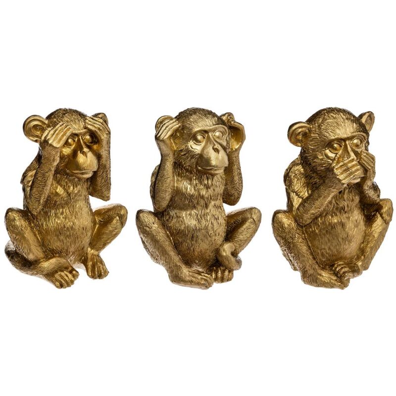 foto del prodotto set di 3 statuette dorate della saggezza della scimmia h17cm atmosphera cr ateur d int rieur
