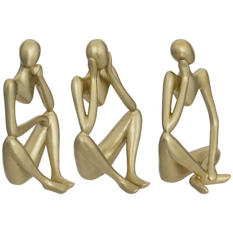 foto del prodotto set di 3 statuette femminili the collector in resina h17cm oro atmosphera cr ateur d int rieur