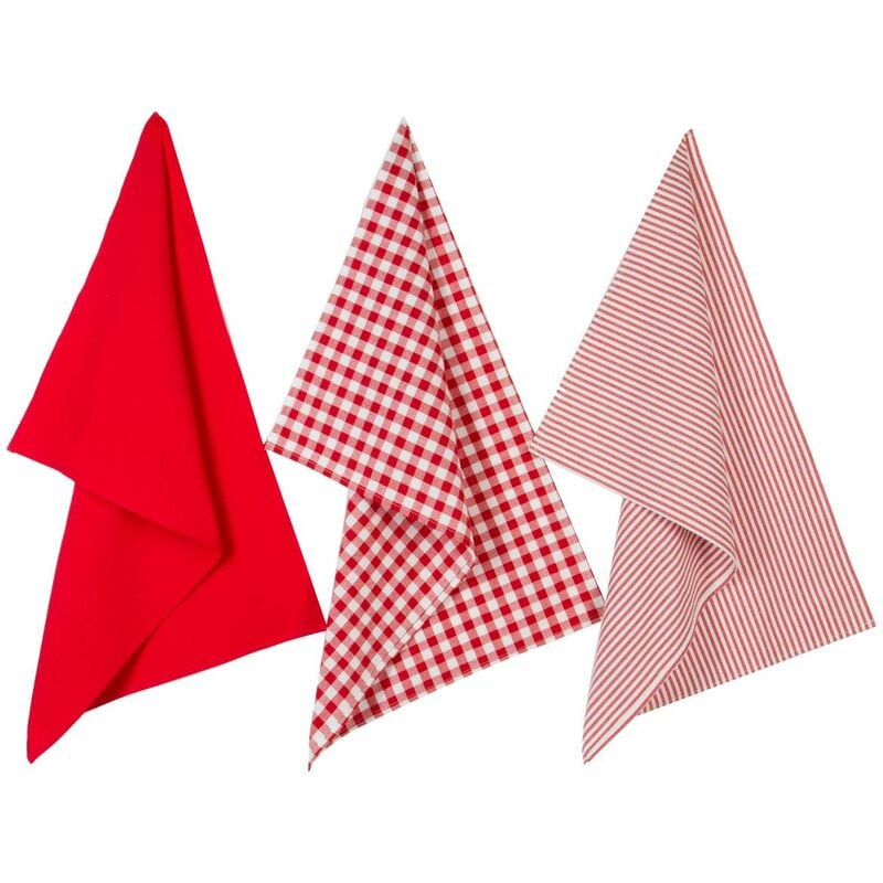 foto del prodotto set di 3 strofinacci in cotone 45x70cm rosso atmosphera cr ateur d int rieur
