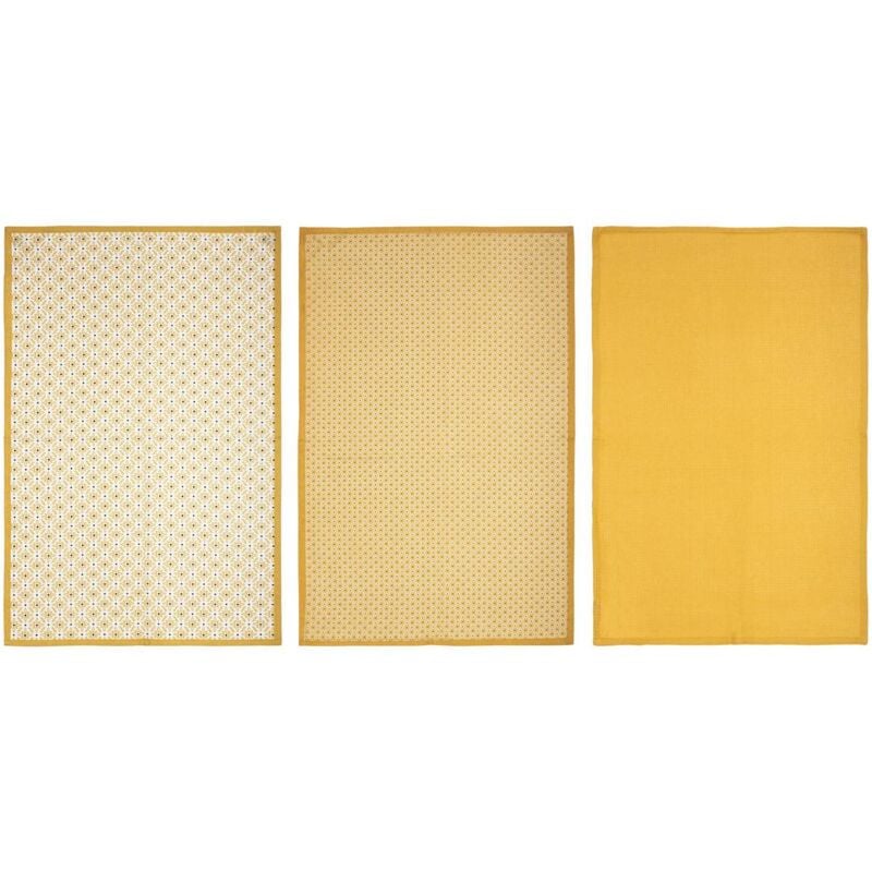 foto del prodotto set di 3 strofinacci in cotone giallo senape 45x70cm atmosphera cr ateur d int rieur